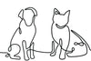 One Line Dog And Cat Wall Art