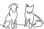 One Line Dog And Cat Wall Art