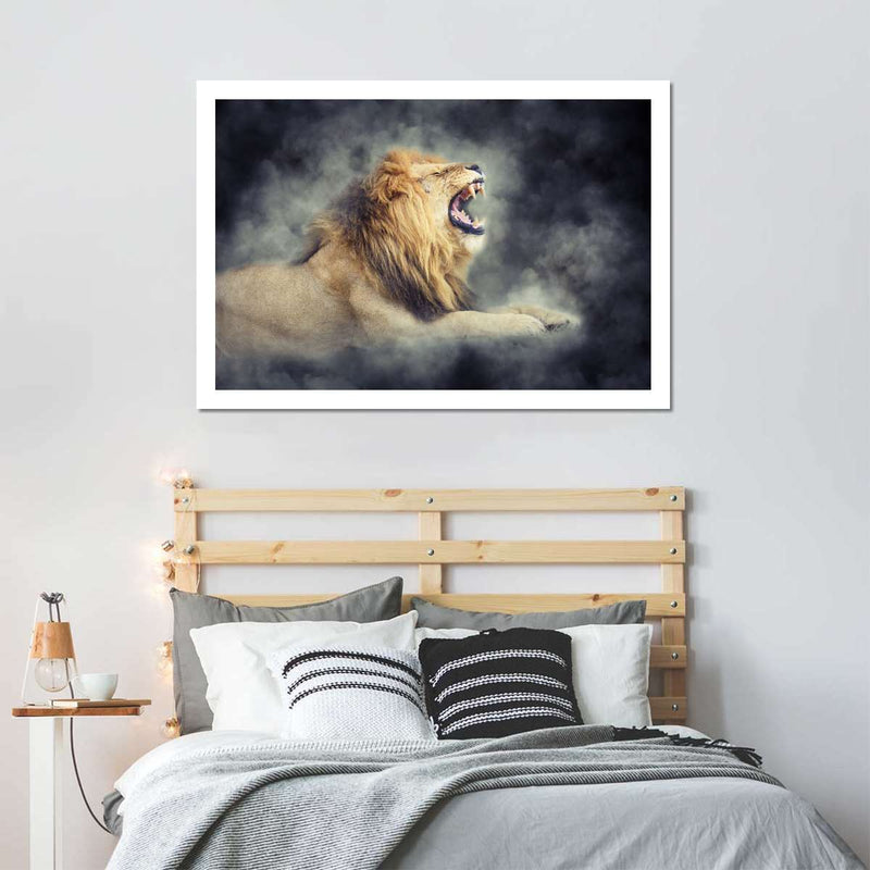 Misty Wild Lion Wall Art