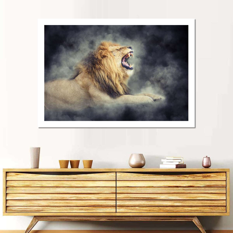 Misty Wild Lion Wall Art