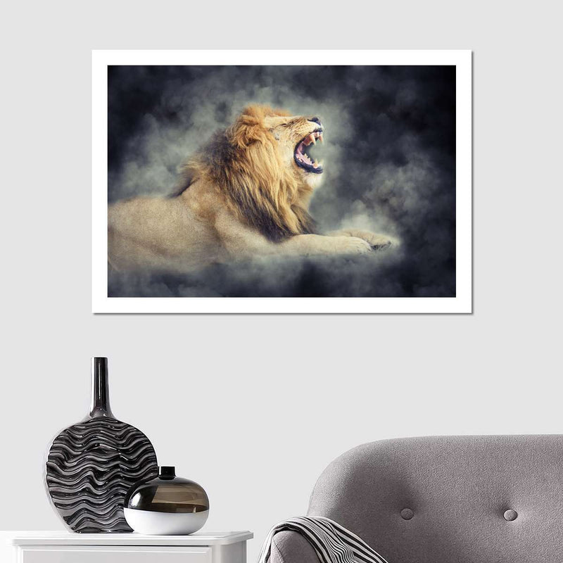 Misty Wild Lion Wall Art