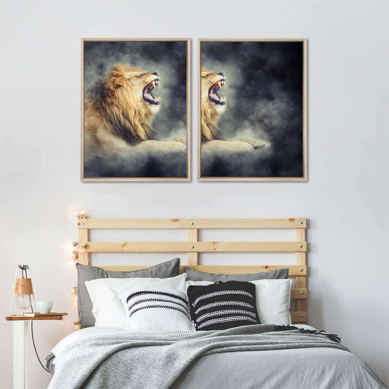 Misty Wild Lion Wall Art