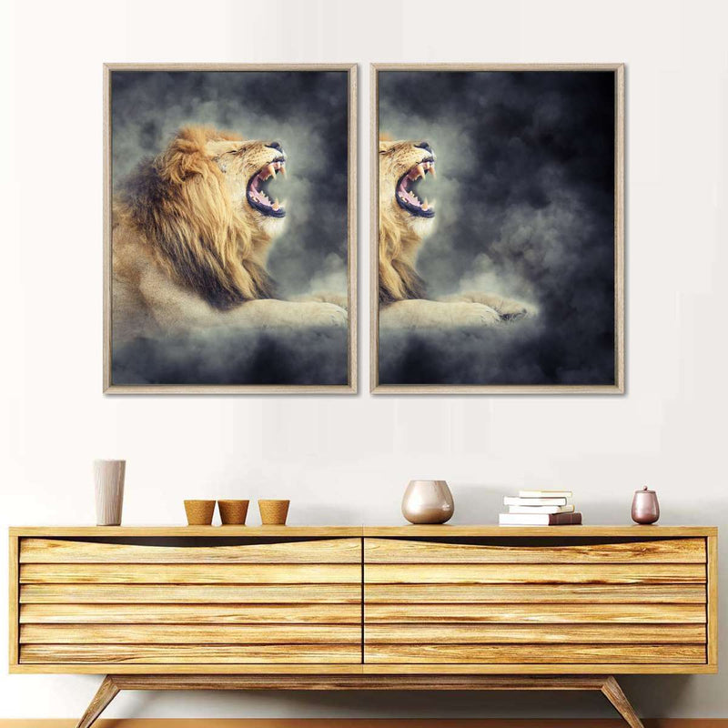 Misty Wild Lion Wall Art