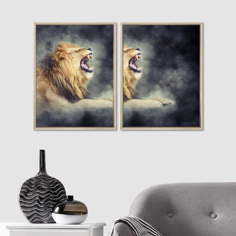 Misty Wild Lion Wall Art