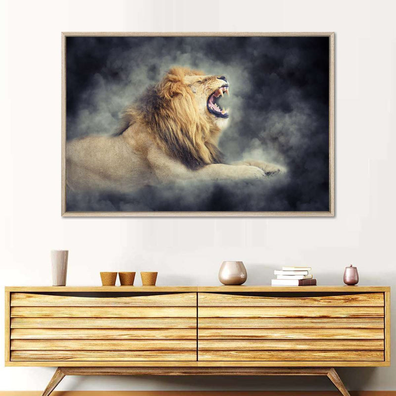 Misty Wild Lion Wall Art