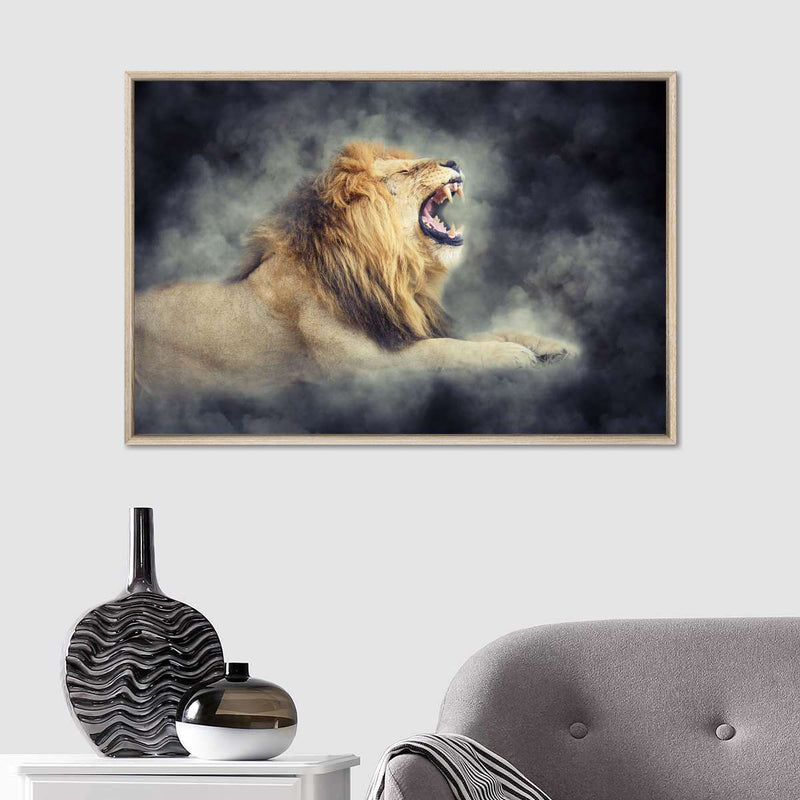 Misty Wild Lion Wall Art