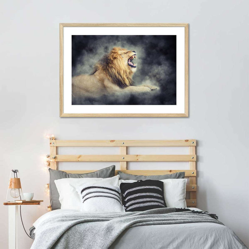 Misty Wild Lion Wall Art
