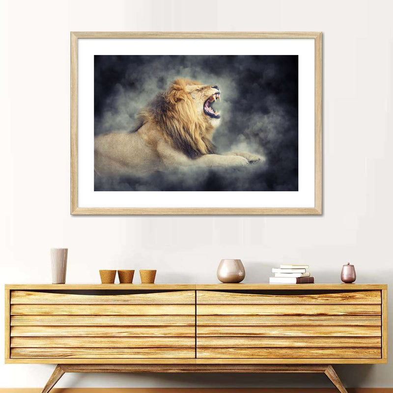 Misty Wild Lion Wall Art