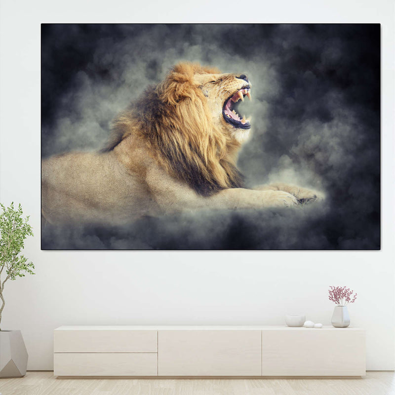 Misty Wild Lion Wall Art