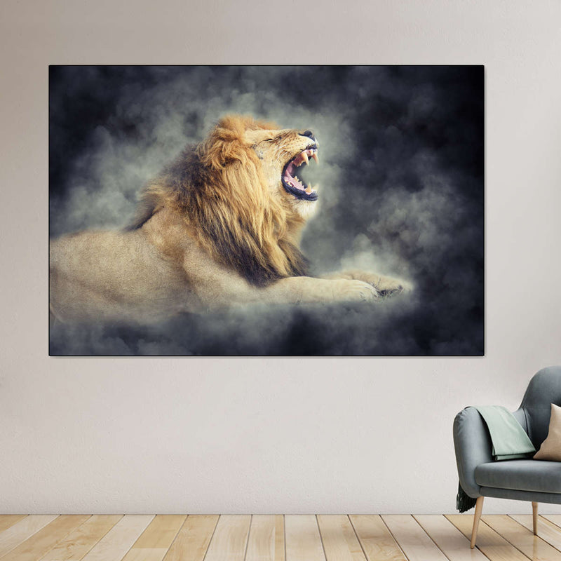 Misty Wild Lion Wall Art