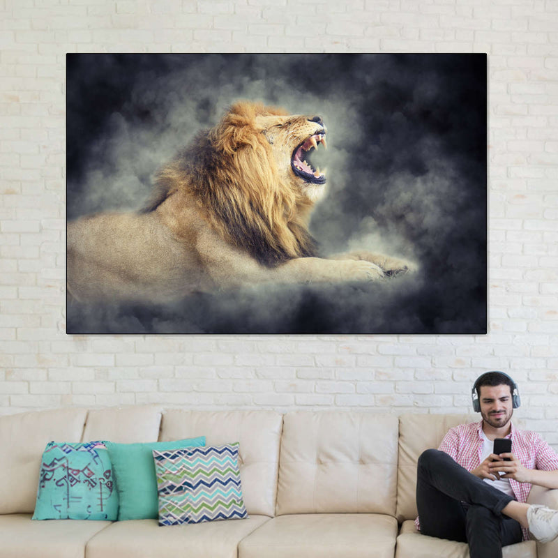 Misty Wild Lion Wall Art