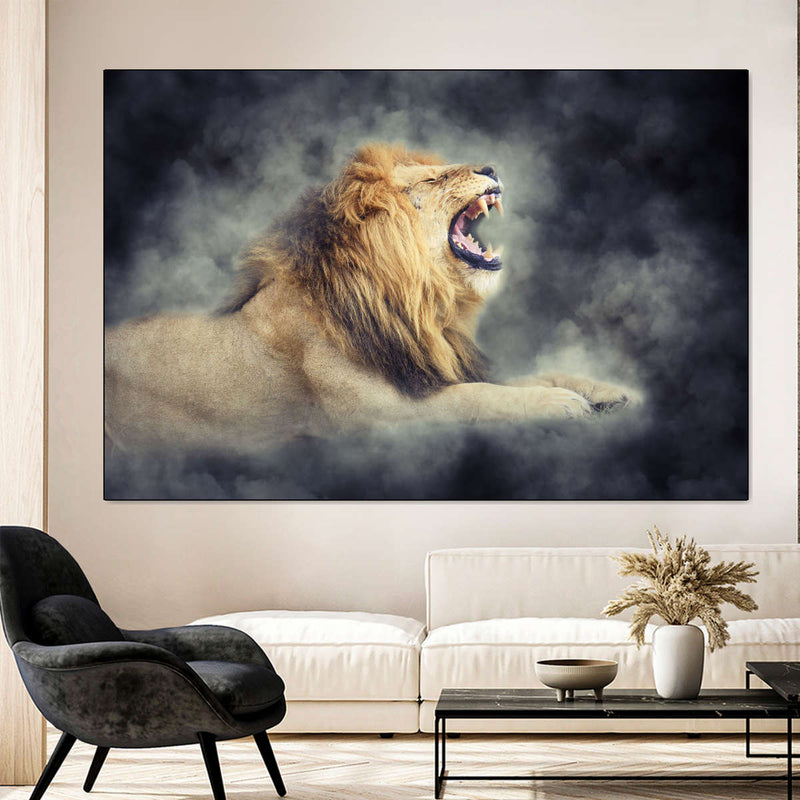 Misty Wild Lion Wall Art