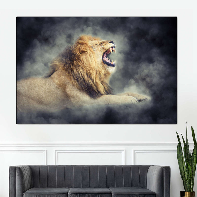 Misty Wild Lion Wall Art