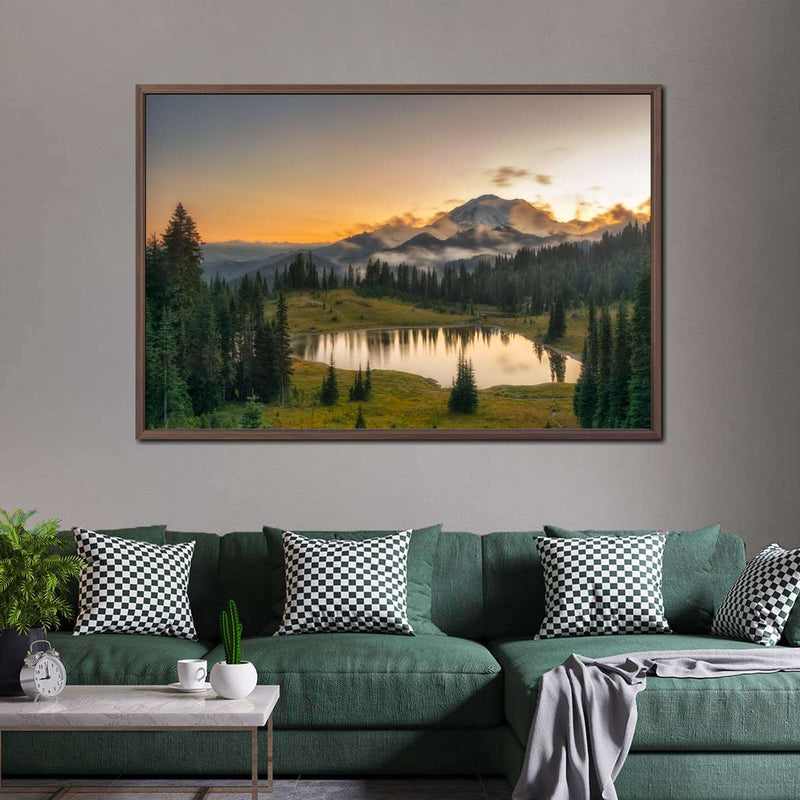 Majestic Sunset At Mount Rainer Wall Art