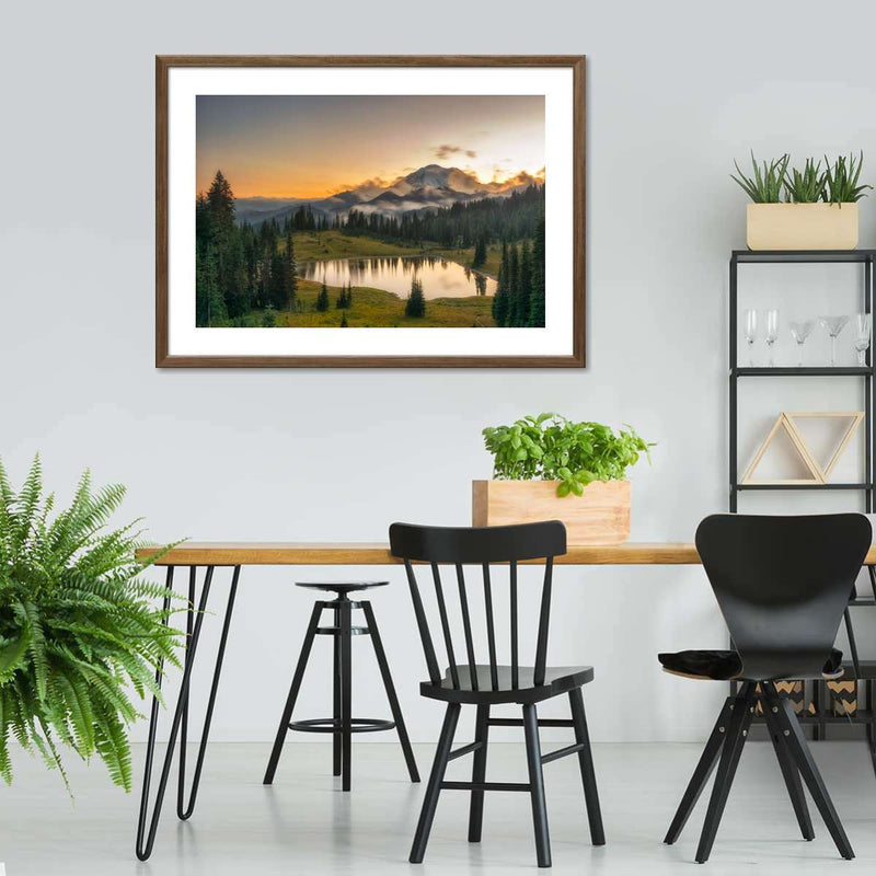 Majestic Sunset At Mount Rainer Wall Art