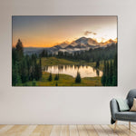 Majestic Sunset At Mount Rainer Wall Art