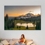 Majestic Sunset At Mount Rainer Wall Art