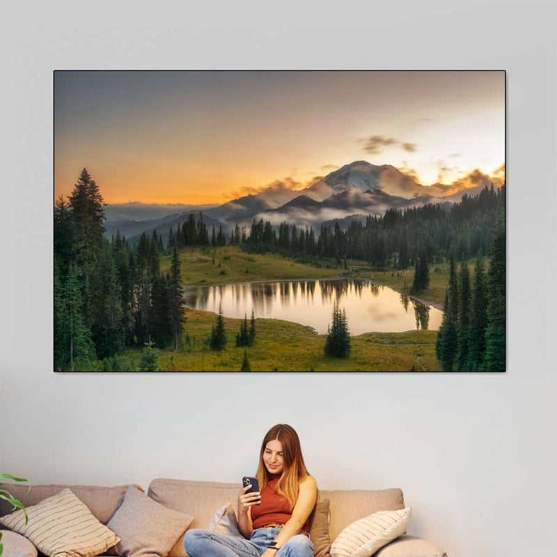 Majestic Sunset At Mount Rainer Wall Art