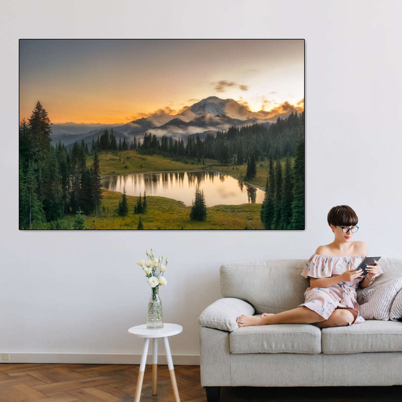 Majestic Sunset At Mount Rainer Wall Art