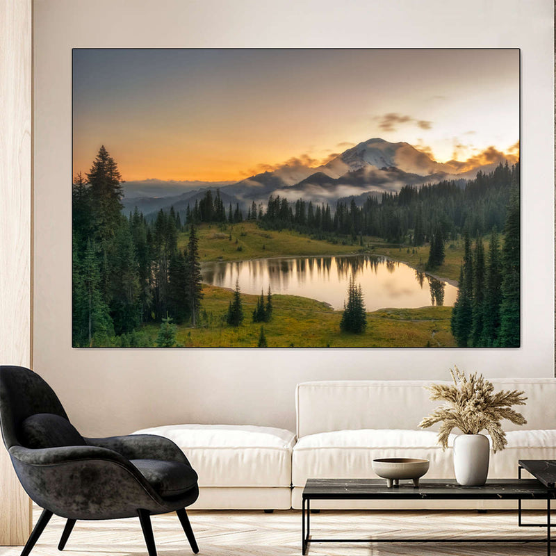 Majestic Sunset At Mount Rainer Wall Art