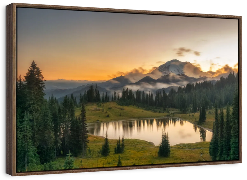 Majestic Sunset At Mount Rainer Wall Art