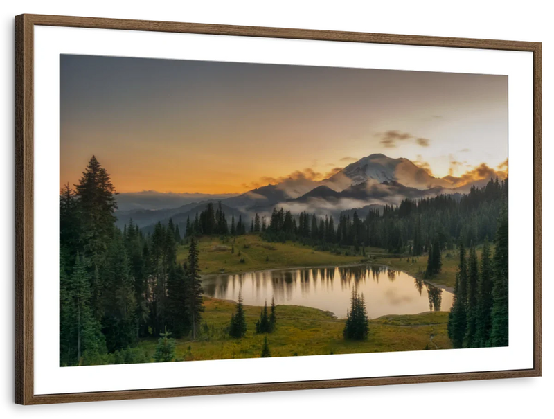 Majestic Sunset At Mount Rainer Wall Art