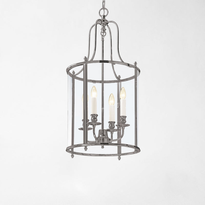 Polished nickel lantern.