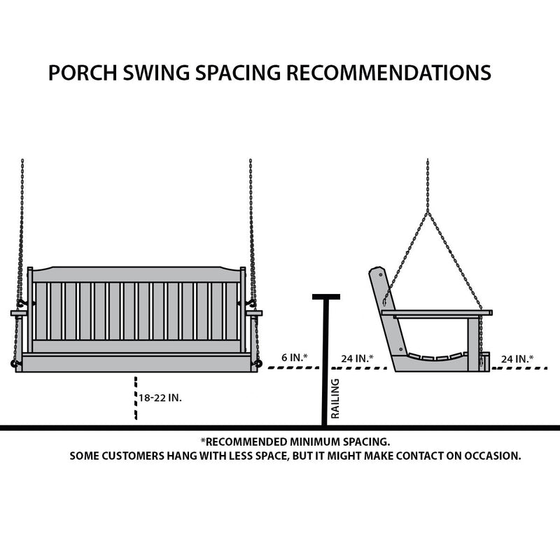 Keystone Amish Co. 5 Foot Salem Composite Poly Porch Swing, Weathered Wood