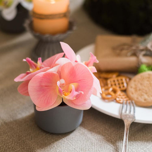 Artificial Flower Mini Real Touch Orchid in Pot Pink