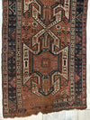 Pre-1900 Triple Shield Sewan Kazak Rug, 4’4”x11’7”