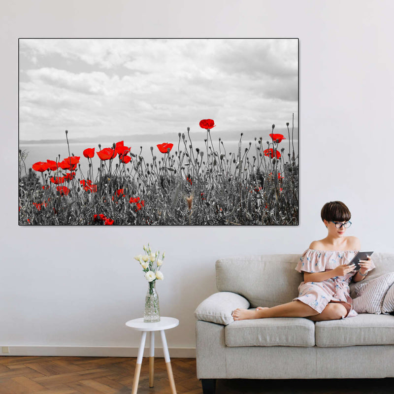 Red Poppy Field Pop Wall Art