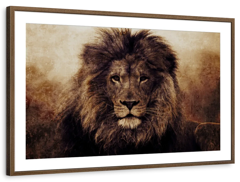 Grunge Lion Head Wall Art