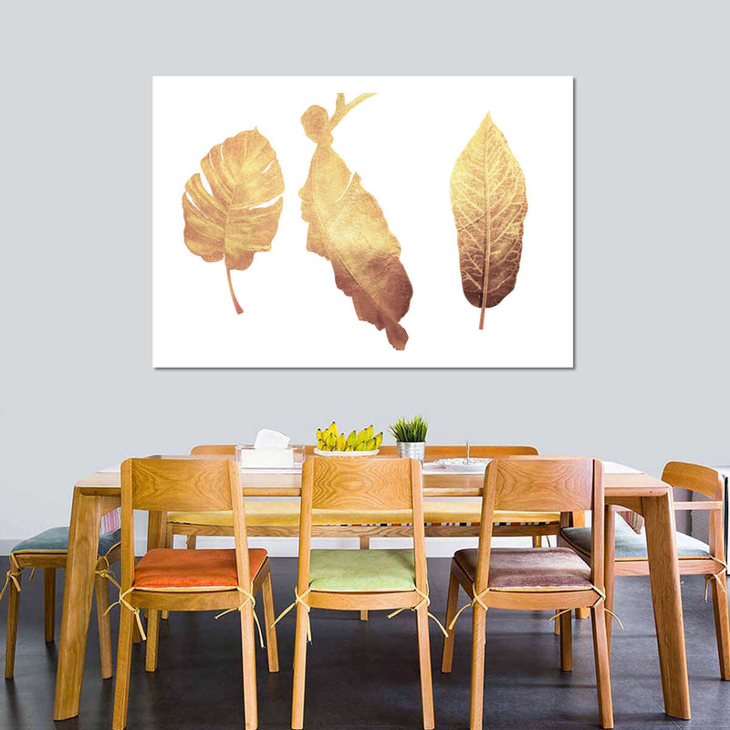 Triple Golden Leaves Wall Art
