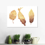 Triple Golden Leaves Wall Art