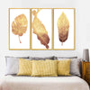 Triple Golden Leaves Wall Art
