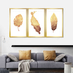 Triple Golden Leaves Wall Art