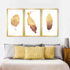 Triple Golden Leaves Wall Art
