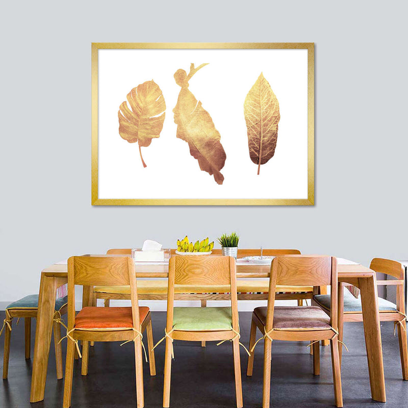 Triple Golden Leaves Wall Art