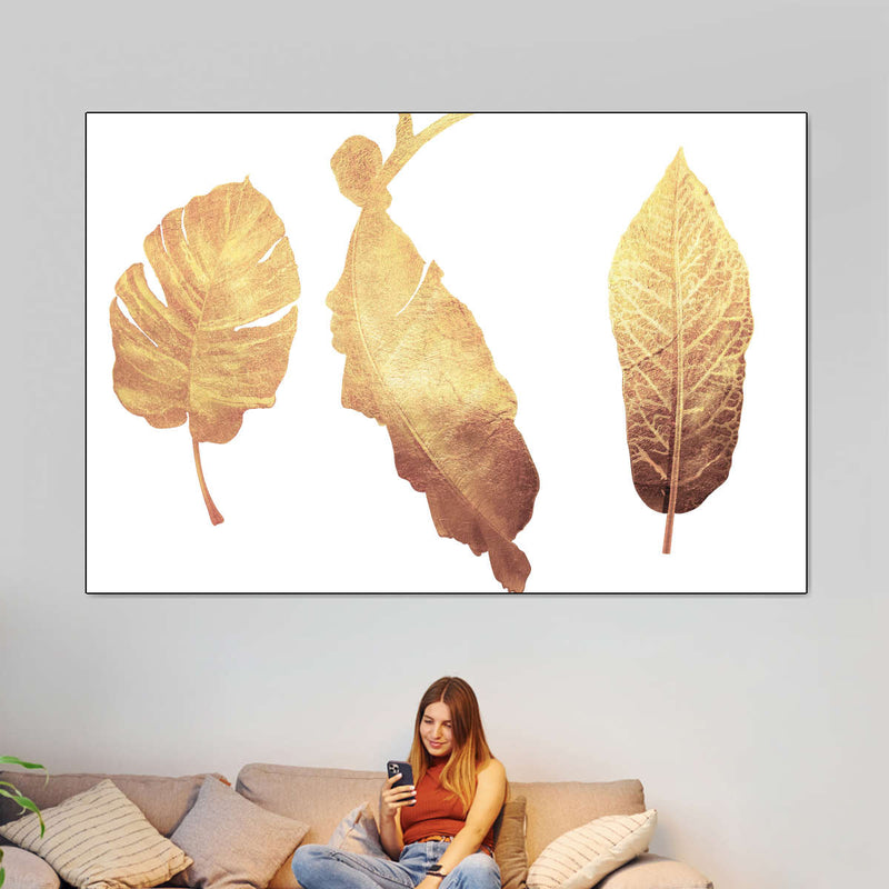 Triple Golden Leaves Wall Art