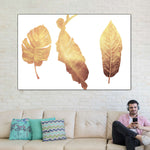 Triple Golden Leaves Wall Art