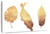 Triple Golden Leaves Wall Art