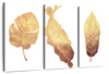 Triple Golden Leaves Wall Art
