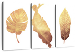 Triple Golden Leaves Wall Art