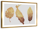 Triple Golden Leaves Wall Art