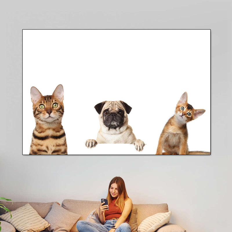 Pug And Cats Wall Art