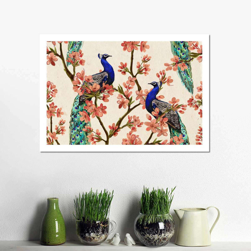 Royal Blue Peacocks Wall Art