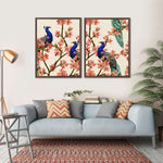 Royal Blue Peacocks Wall Art