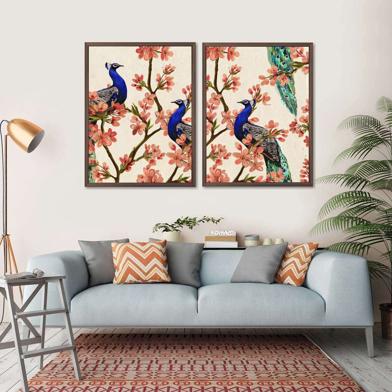 Royal Blue Peacocks Wall Art
