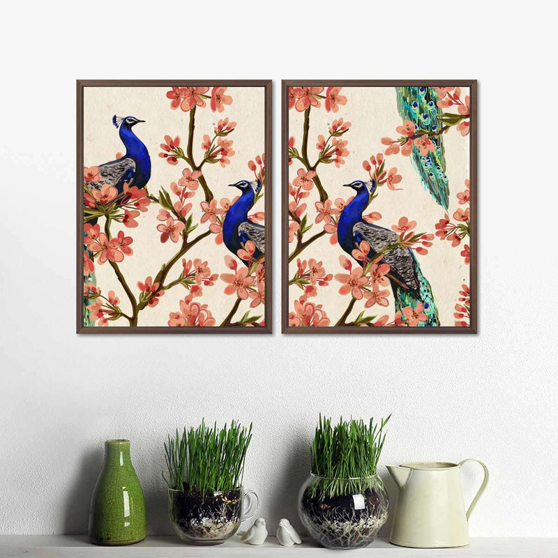 Royal Blue Peacocks Wall Art