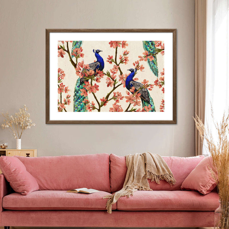 Royal Blue Peacocks Wall Art